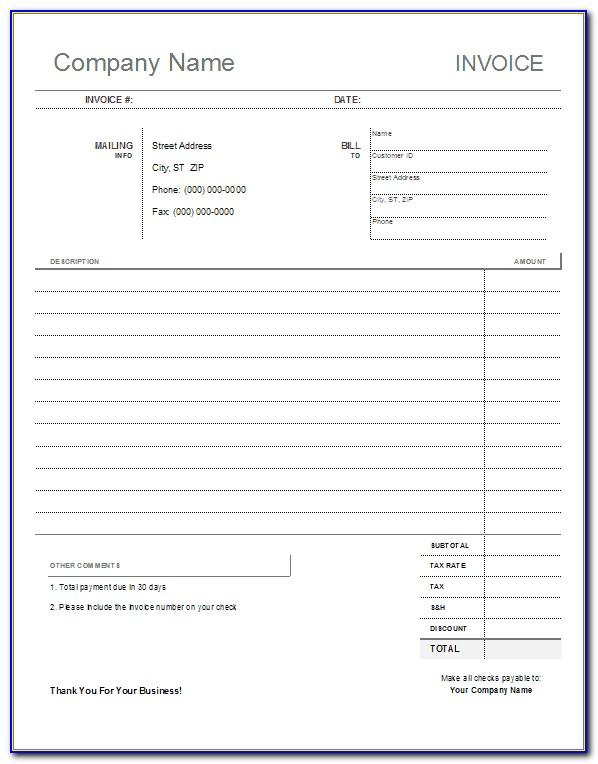 Commercial Invoice Template Printable