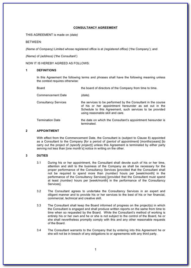 Consultancy Service Agreement Template Uk