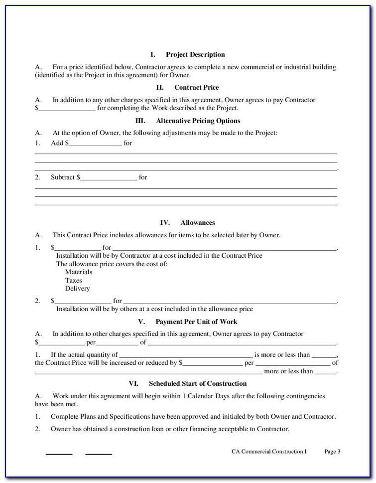 Contract Template For General Contractors