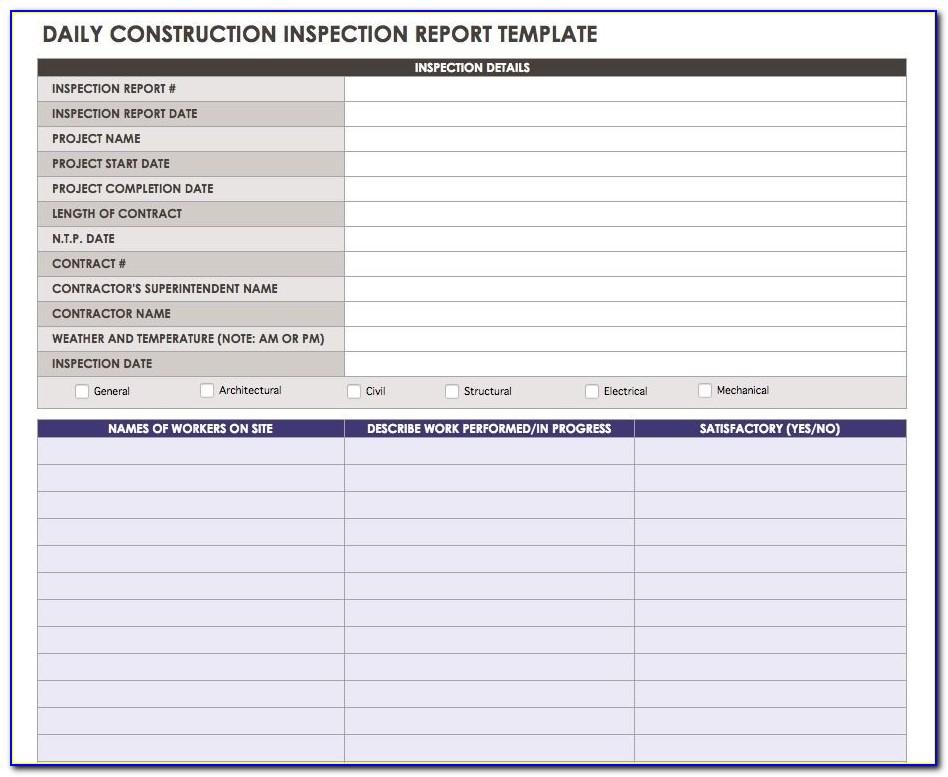 Daily Construction Inspection Report Template