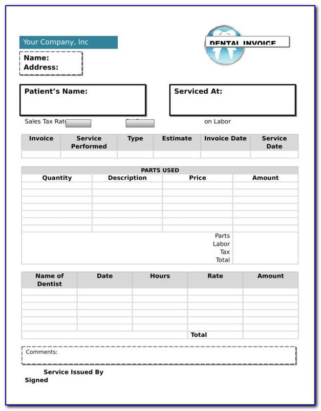 Dental Invoice Template Excel Free