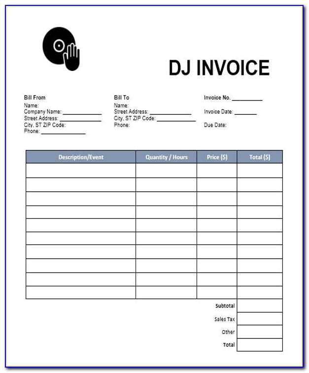 Dj Invoice Template Free Download