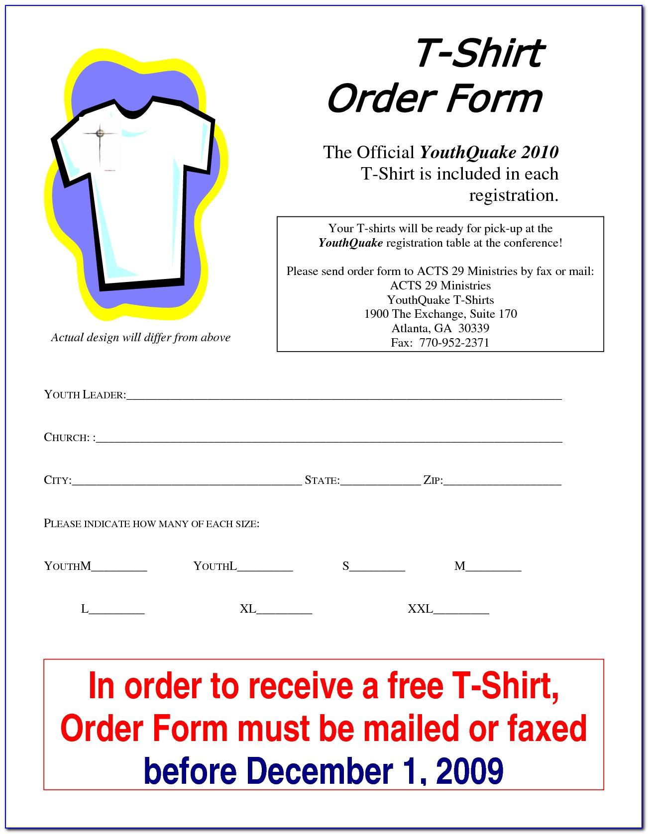 Downloadable Editable T Shirt Order Form Template