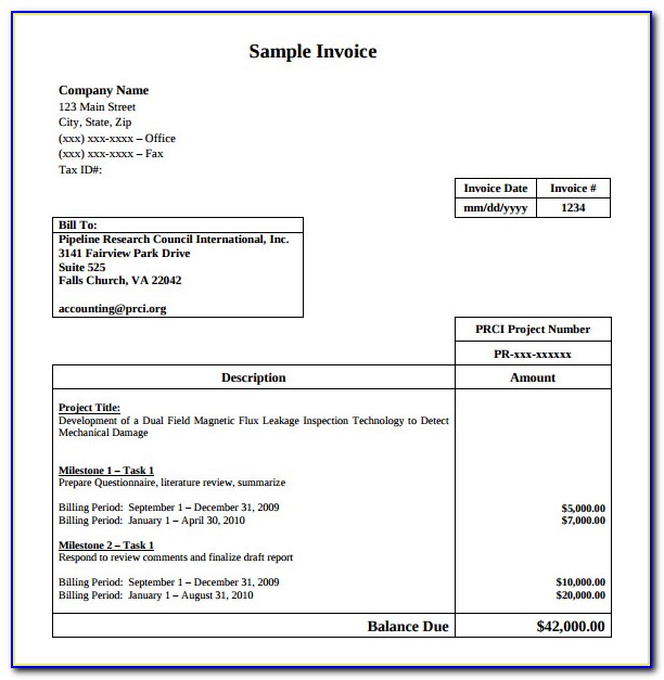 Example Contractor Invoices