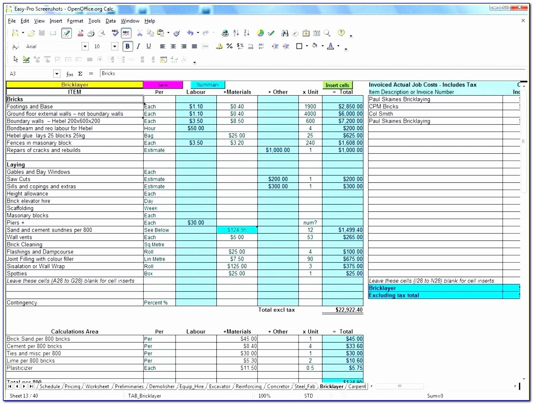 Excel Electrical Estimating Templates