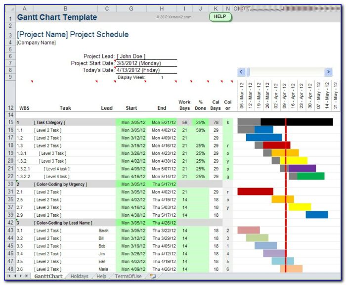 Excel Project Management Gantt Chart Template