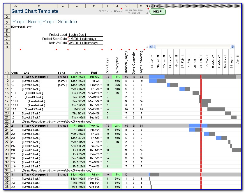 Excel Project Management Templates Gantt Chart