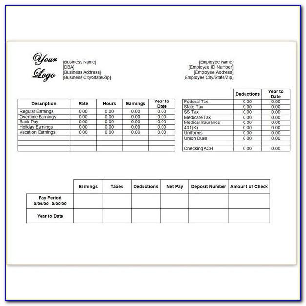 Free Employee Pay Stub Template