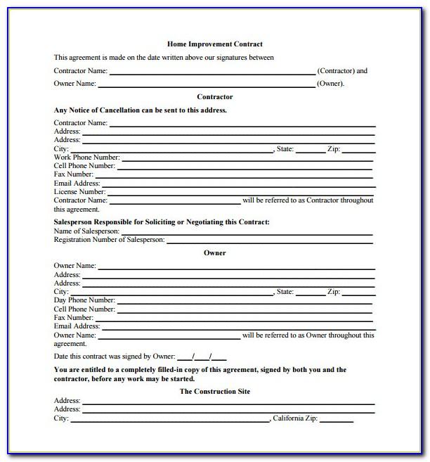 Free Home Renovation Contract Template