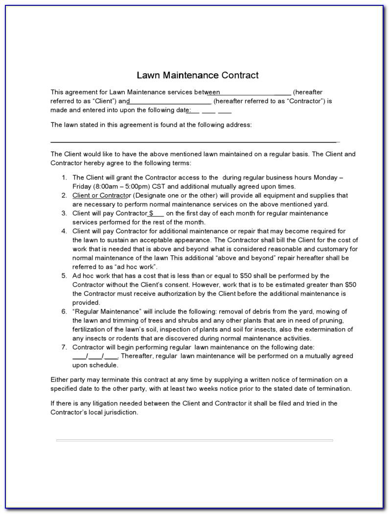 Free Lawn Care Contract Templates