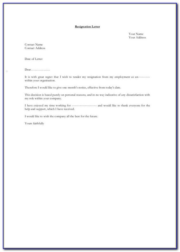 Free Printable Resignation Letter Templates
