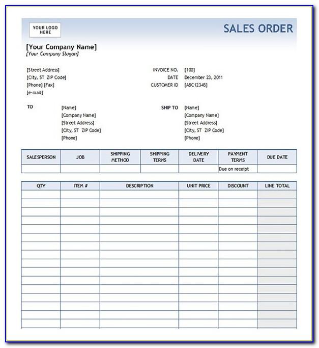 Free Sales Order Form Template Excel Download