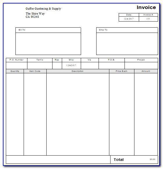 Intuit Product Invoice Template
