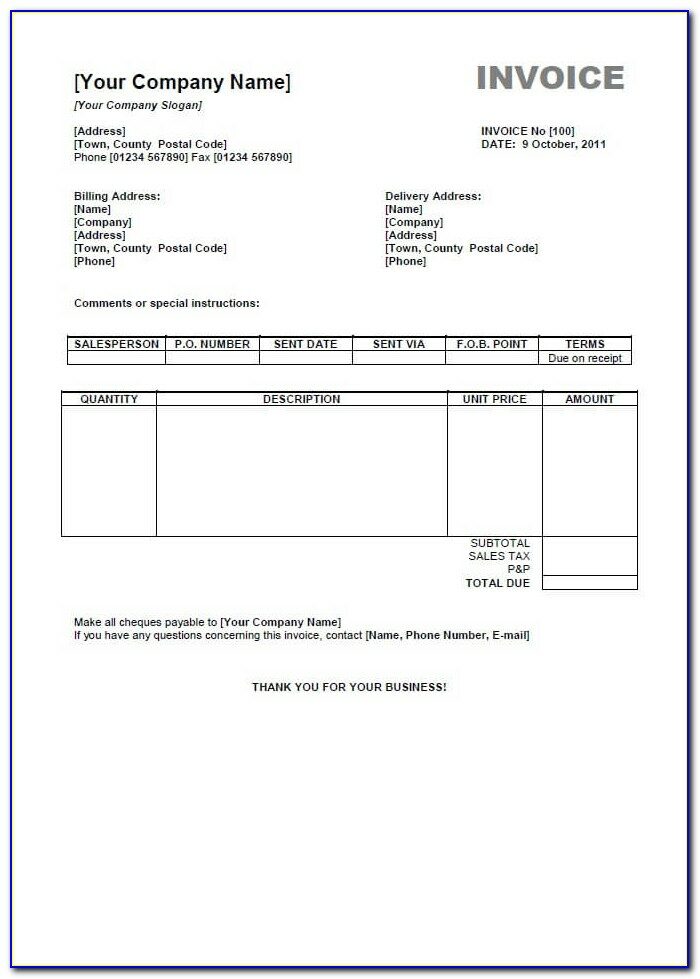 Invoice Format In Word Free Download