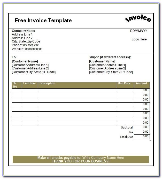 Invoice Sample Printable