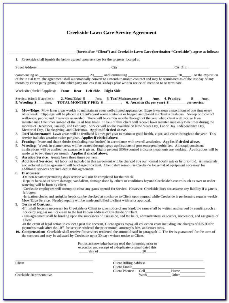 Lawn Care Business Contract Templates