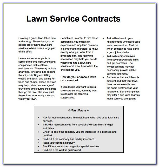 Lawn Care Service Contract Forms