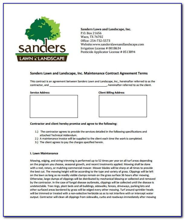 Lawn Maintenance Contract Template