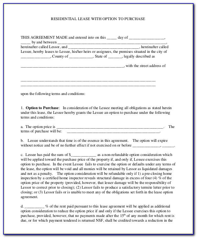 Lease Purchase Agreement Template Free