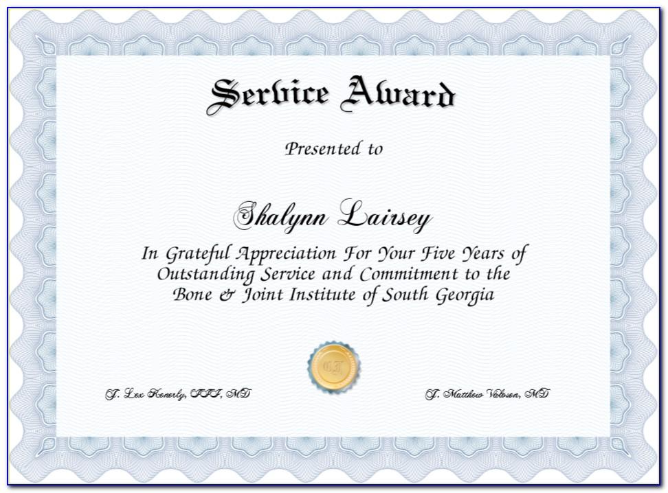 Long Service Award Certificate Template Word