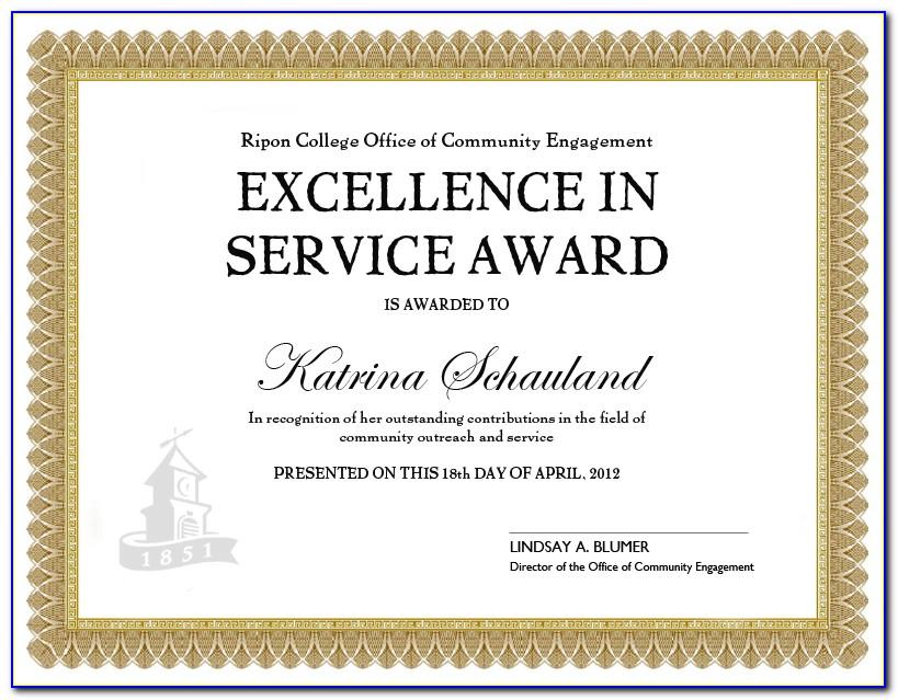 Long Service Award Certificate Template