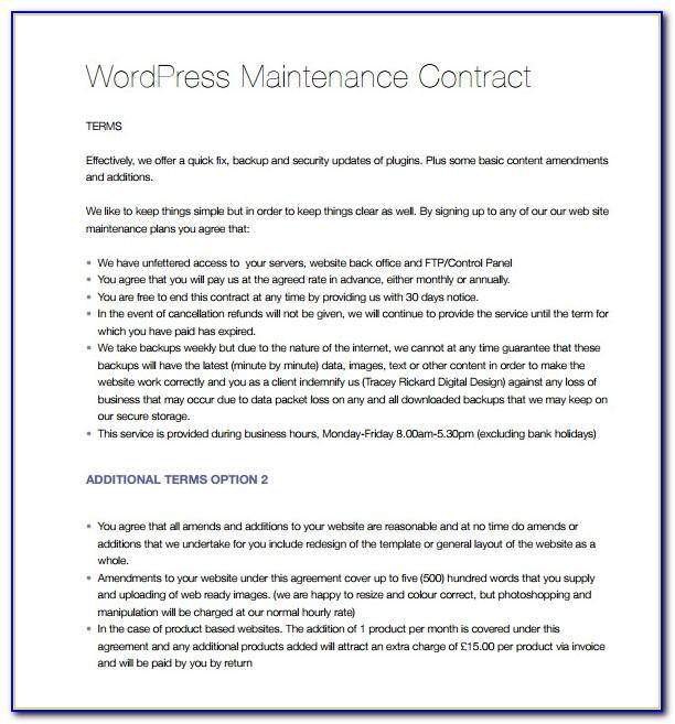Maintenance Service Contract Template Free