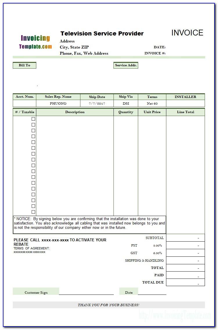 Malaysia Tax Invoice Template Excel