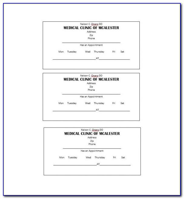 Medical Appointment Cards Templates