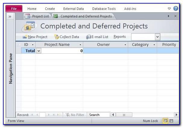 Microsoft Access Project Tracking Template