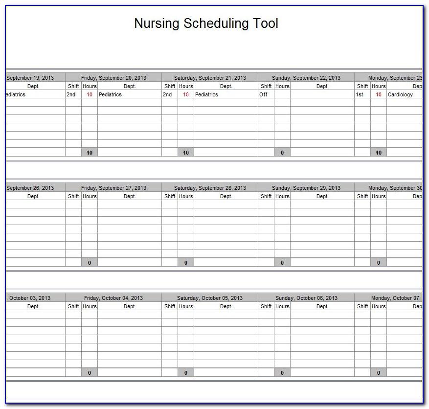 Nurse Schedule Template Excel