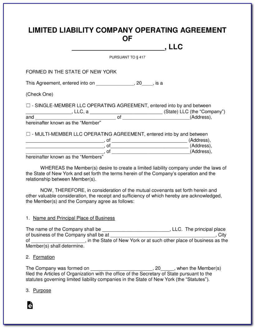 Ny Llc Operating Agreement Template