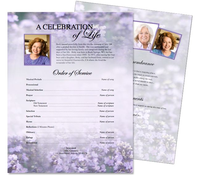 One Page Funeral Program Template