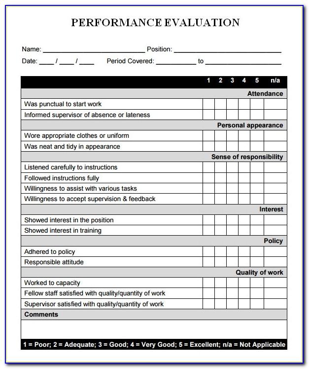 Performance Evaluations Form