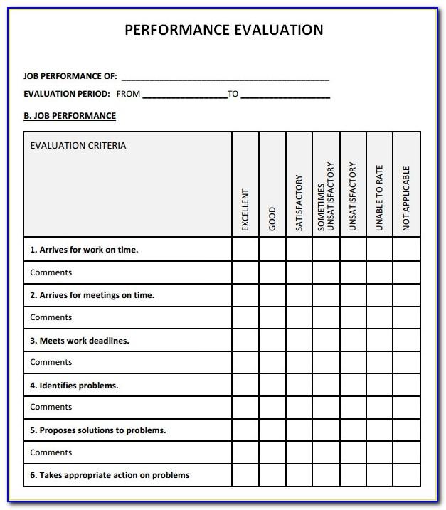 Performance Evaluations Templates Online