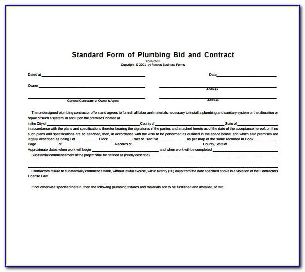 Plumbing Contract Template Free