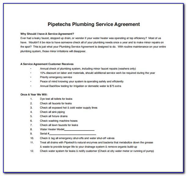 Plumbing Service Contract Template