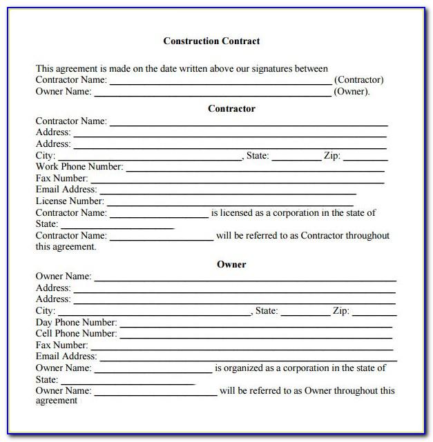 Printable Contracts For Contractors