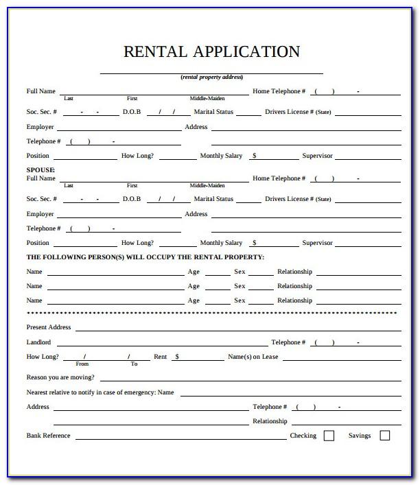 Printable Rental Application Template Word