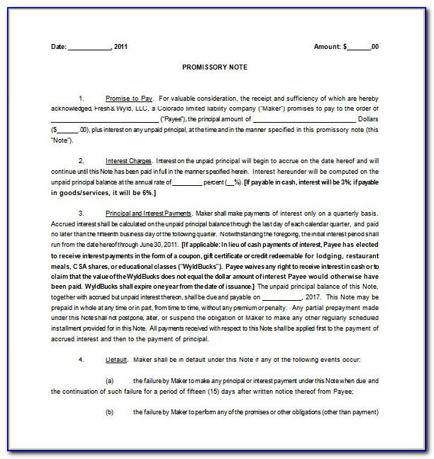 Promissory Note Template Doc