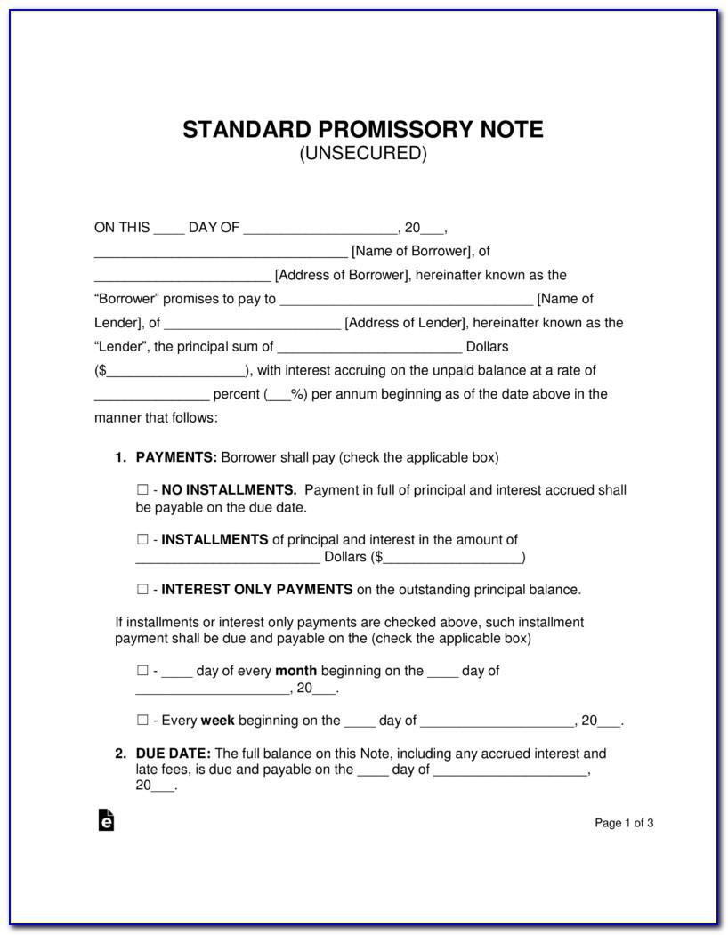 Promissory Note Template Word Document