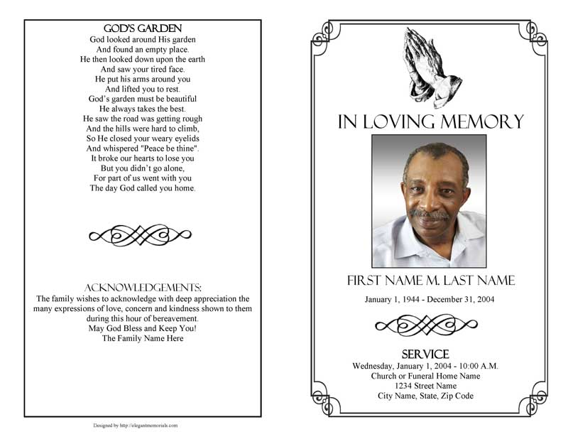 Publisher Funeral Program Template Free