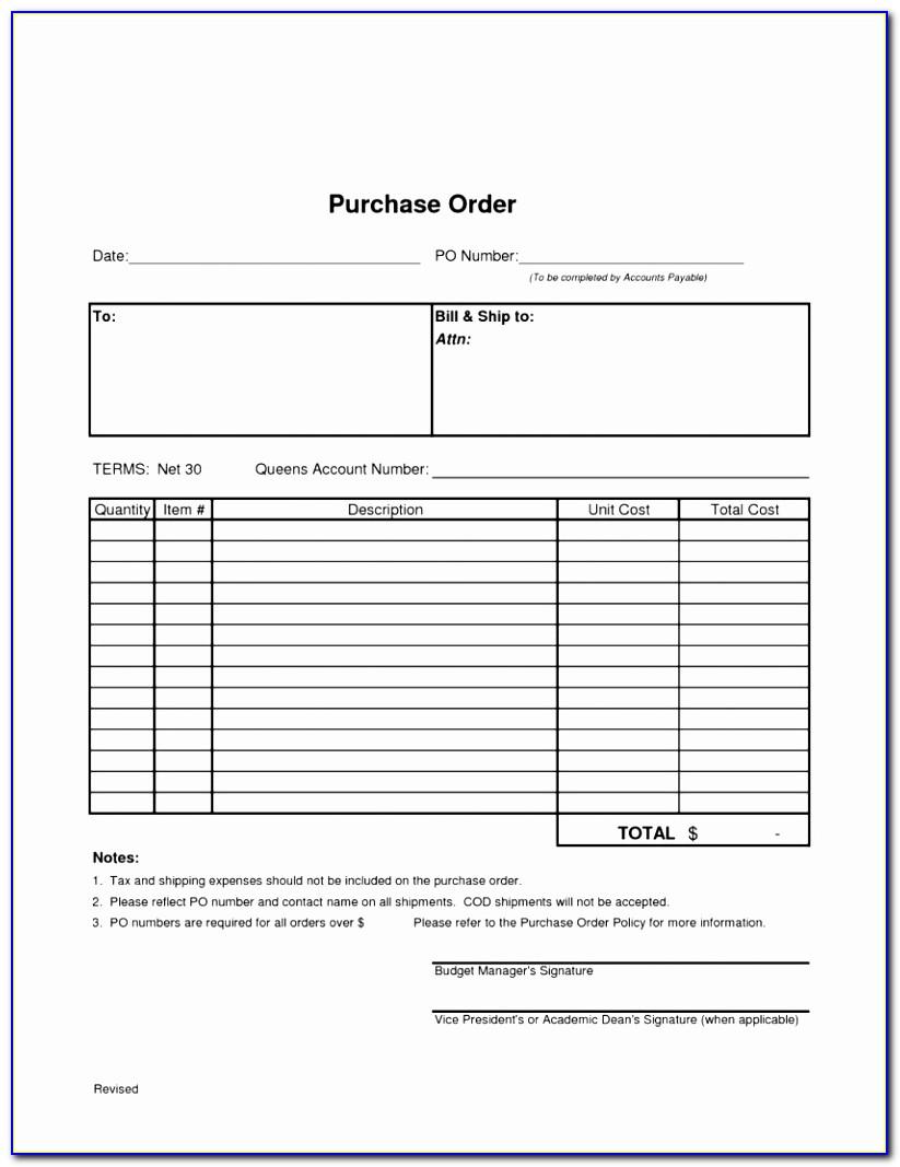 Purchase Order Template Word Free Download