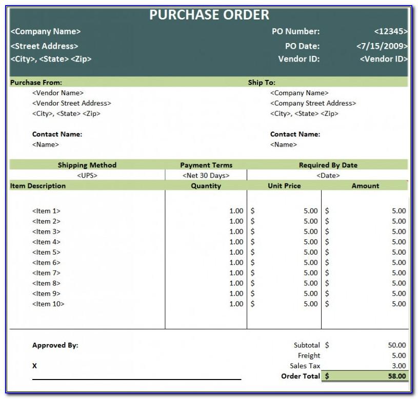 Purchase Order Word Format Free Download