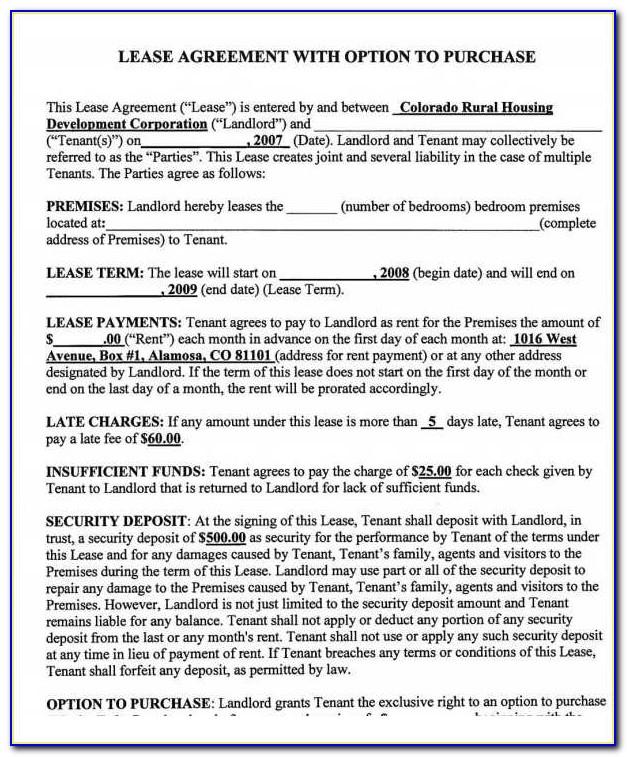 Rent To Own House Contract Template