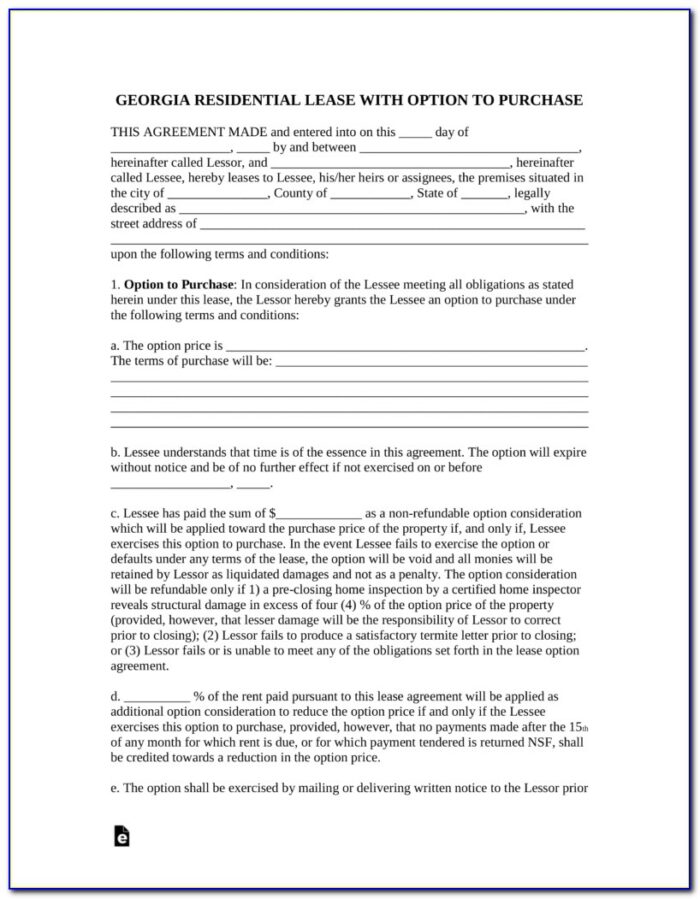 Rental Agreement Form Ga
