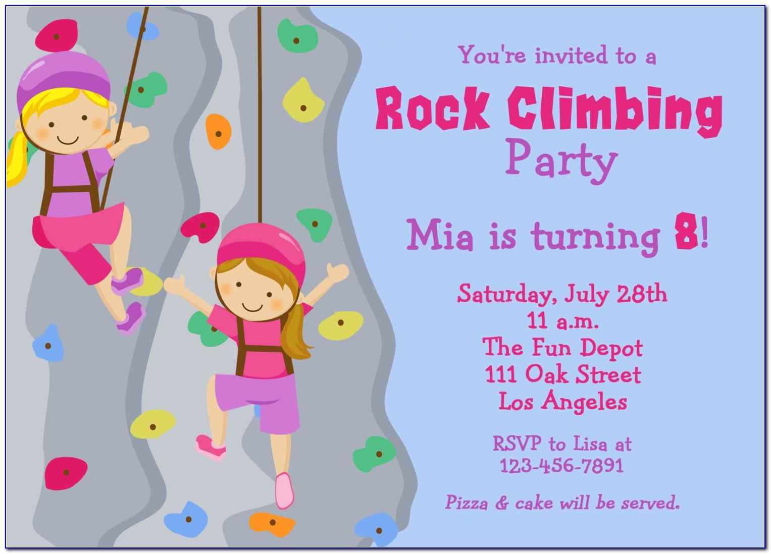 Rock Climbing Party Invitation Template Free