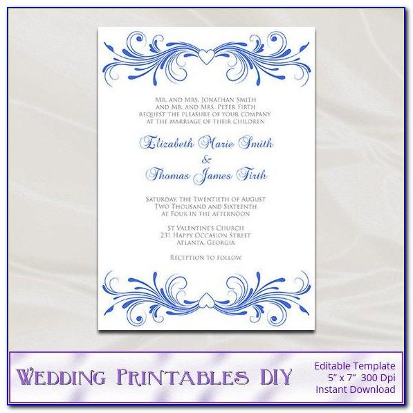 Royal Blue And Silver Wedding Invitation Templates