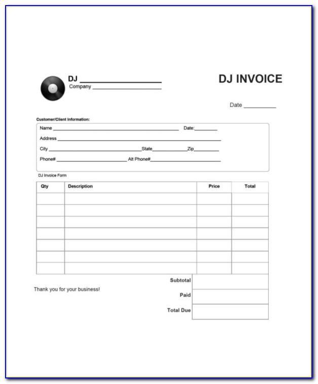 Sample Dj Invoice Template