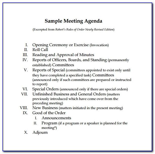 Sample Nonprofit Board Meeting Agenda Template