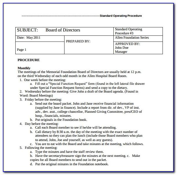 Sample Procedure Manual Format